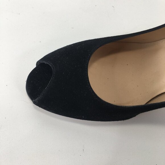 L.K. Bennett Black Suede Peep Toe Heels Size 39.5 - Picture 6 of 10